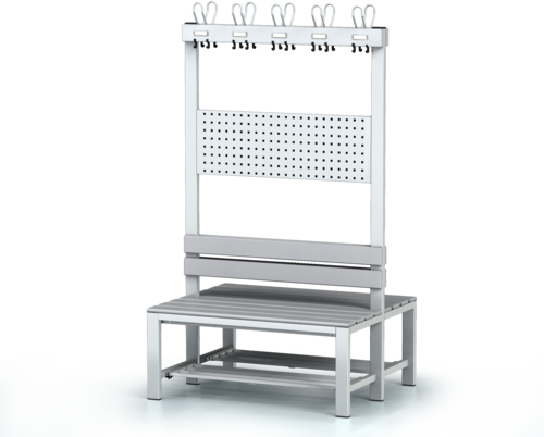 Double-sided benches with backrest and racks, PVC sticks -  with a reclining grate 1800 x 1000 x 830